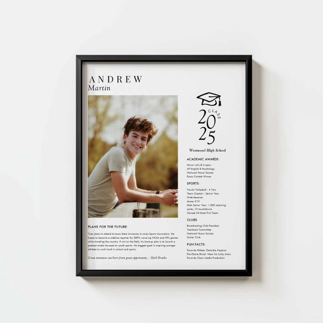 Elegant High School Photo Graduate Gift Poster (High School Senior Gift Idea )