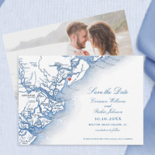Elegant Hilton Head South Carolina Map Wedding Save The Date