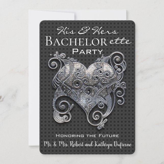 Elegant "His & Hers" Bachelorette Party Invite (Front)
