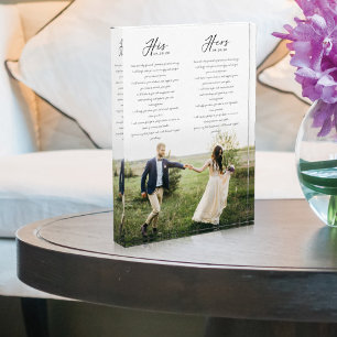 Elegant His & Hers Wedding Vows Minimal Photo