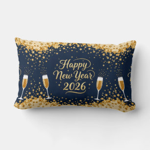 Elegant Holiday Accent Throw Pillow-New Year Lumbar Cushion