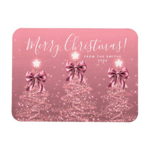 Elegant Holiday Blush Pink Christmas Trees Magnet