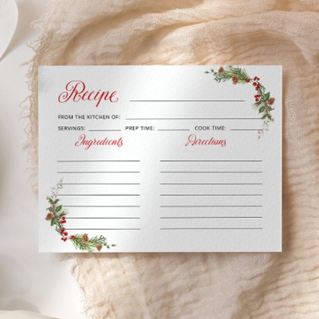Elegant Holiday Bridal Shower Recipe Card (Creator Uploaded)