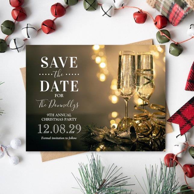Elegant Holiday Christmas Party Save the Date Announcement Postcard (Creator Uploaded)
