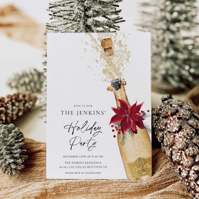 Elegant Holiday Cocktail Party  Invitation (Elegant Cocktail Holiday Party Invite)
