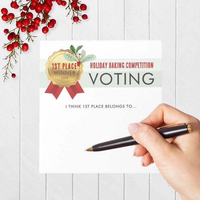 Elegant Holiday Contest Voting Notepad Pack of 40 (Holiday Contest Voting Notepad Pack of 40 for Christmas Cookie, Ugly Sweater and Baking Competitions)
