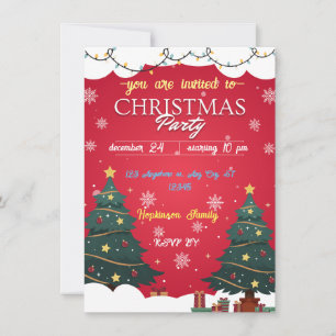 ELEGANT HOLIDAY DELIGHT RED CHRISTAMS PARTY  INVITATION