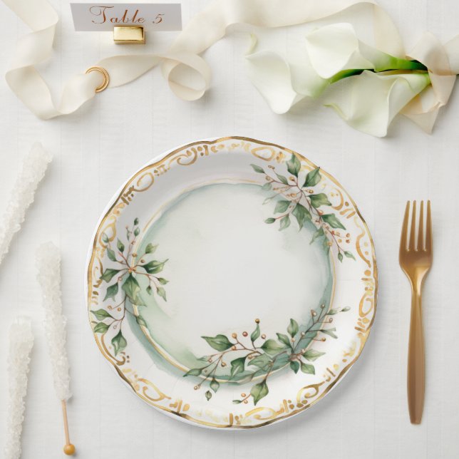 Elegant Holiday Dining  Paper Plate (Wedding)