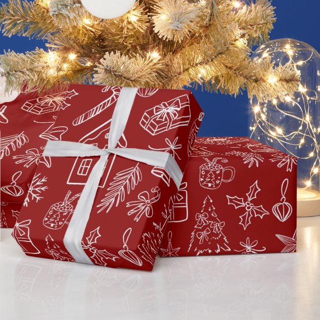 Elegant Holiday Doodles Wrapping Paper (Holidays)