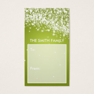 Elegant Holiday Gift Tag Sparkling Wave Lime