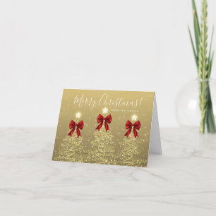 Elegant Holiday Gold Christmas Trees Greeting Red Card