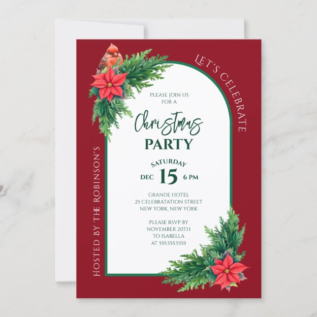 Elegant Holiday Greenery Christmas Party Invitation (Front)