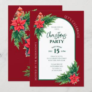 Elegant Holiday Greenery Christmas Party Invitation