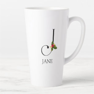 Elegant Holiday Monogram Initial J and Name Latte Mug