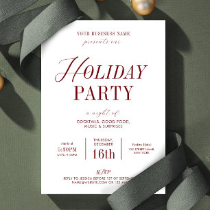 Elegant Holiday Office Party Business Christmas Invitation