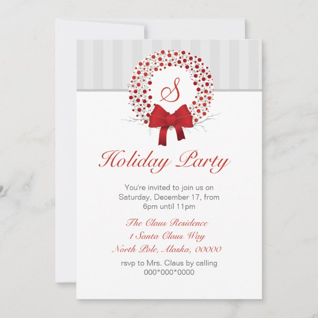 Elegant Holiday Party Custom Invitations (Front)