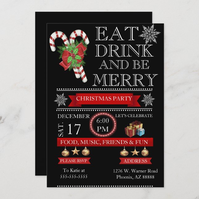 Elegant Holiday Party Invitation (Front/Back)