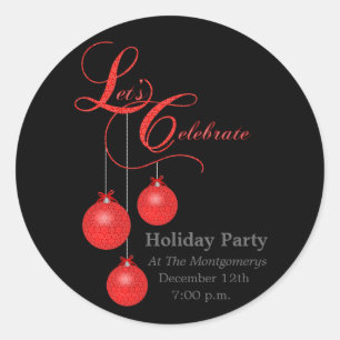 Elegant Holiday Party Red Lace Classic Round Sticker