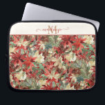 Elegant Holiday Poinsettia Floral Monogram Laptop Sleeve<br><div class="desc">Elegant Holiday Poinsettia Christmas Floral Monogram Laptop Sleeve featuring a festive pattern of poinsettias in both red and white, roses, pine branches, pine cones, and other winter holiday greenery. Your monogram and name in an elegant handwritten typography makes this the perfect laptop computer sleeve. Please contact us at cedarandstring@gmail.com if...</div>