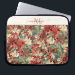 Elegant Holiday Poinsettia Floral Monogram Laptop Sleeve<br><div class="desc">Elegant Holiday Poinsettia Christmas Floral Monogram Laptop Sleeve featuring a festive pattern of poinsettias in both red and white, roses, pine branches, pine cones, and other winter holiday greenery. Your monogram and name in an elegant handwritten typography makes this the perfect laptop computer sleeve. Please contact us at cedarandstring@gmail.com if...</div>