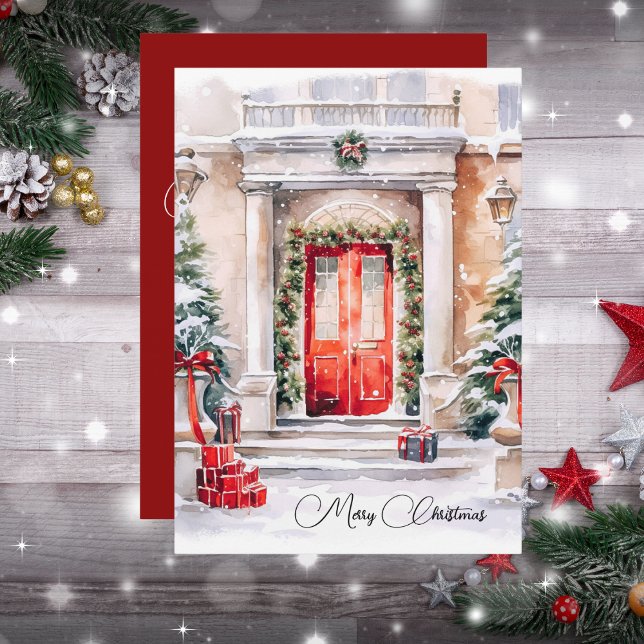 Elegant Holiday Red Door Garland Merry Christmas (Creator Uploaded)