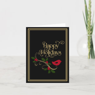 Elegant Holiday Red Green Gold Christmas Card
