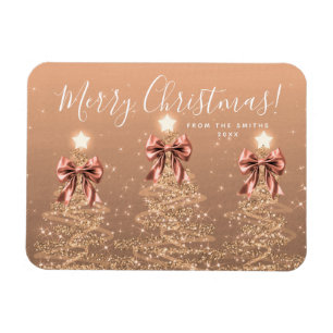 Elegant Holiday Rose Gold Christmas Trees  Magnet