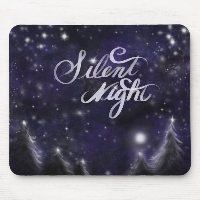 Elegant Holiday snow scene silent night Mouse Pad (Front)