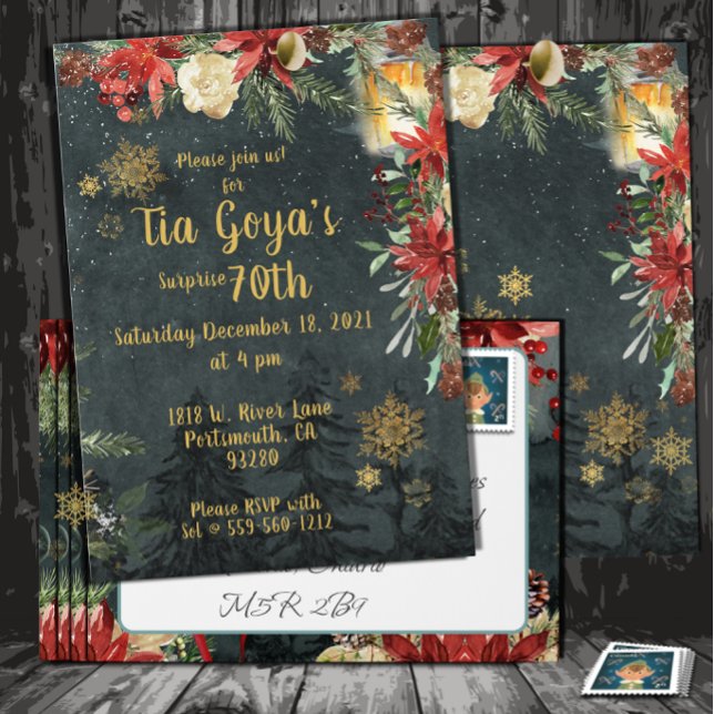 Elegant Holiday Surprise Birthday Party Woodland   Invitation (Creator Uploaded)