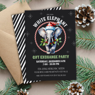 Elegant Holiday White Elephant Gift Exchange Invitation