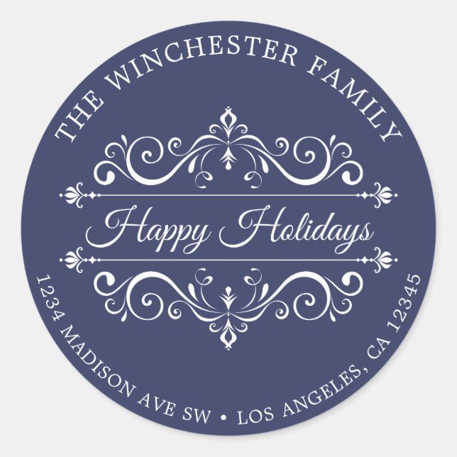 Elegant Holidays Return Address Label (Front)
