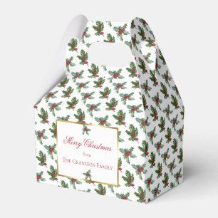 Elegant Holly and Berries Christmas Holiday  Favour Box
