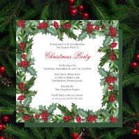 Elegant Holly and Berries Frame Christmas Party