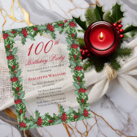 Elegant Holly | Berries Frame 100th Birthday Party