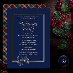 Elegant Holly   Berries Rich Plaid Christmas Party