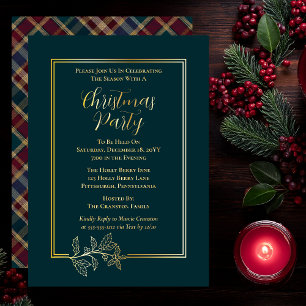 Elegant Holly   Berries Rich Plaid Christmas Party