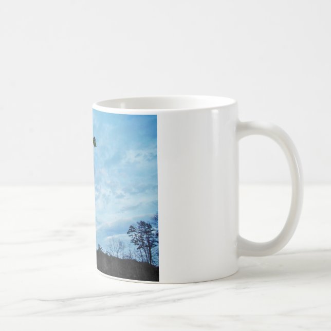 Elegant Holly Christmas,  blue sky Coffee Mug (Right)