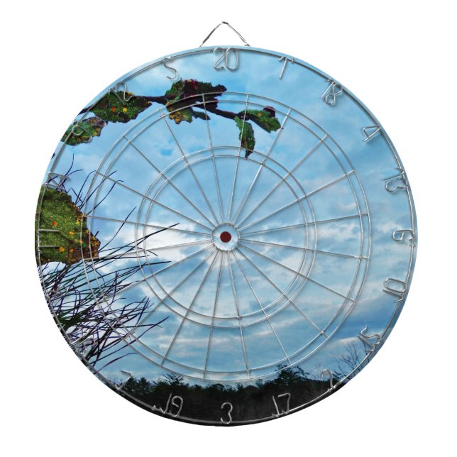 Elegant Holly Christmas,  blue sky Dartboard (Front)