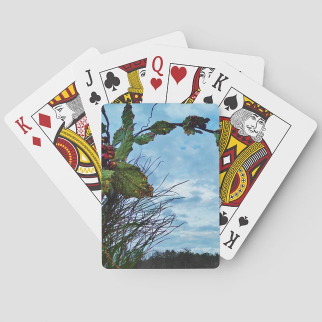 Elegant Holly Christmas,  blue sky Playing Cards (Back)