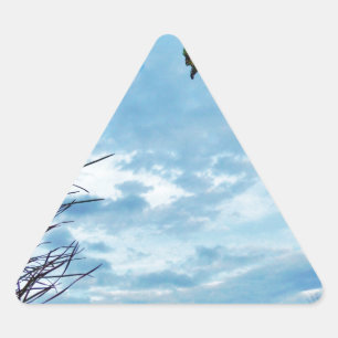 Elegant Holly Christmas,  blue sky Triangle Sticker