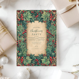 Elegant Holly Christmas Party Invitation