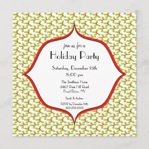 Elegant Holly Holiday Christmas Party Invitation