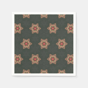Elegant Holly Star Christmas and Yule Napkin