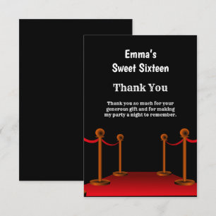 Elegant Hollywood Red Carpet Sweet 16 Birthday   Thank You Card