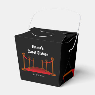 Elegant Hollywood White & Red Carpet Sweet 16th Favour Box