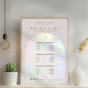 Elegant Holographic Aura Arch Beige Price List Poster