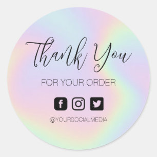 Elegant Holographic Business Thank You Classic Rou Round Sticker