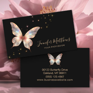 Elegant Holographic Butterfly Sparkle Script  Business Card