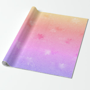 Elegant holographic Christmas floral pattern Wrapping Paper