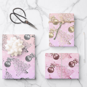 Elegant holographic Christmas Pattern Wrapping Paper Sheet